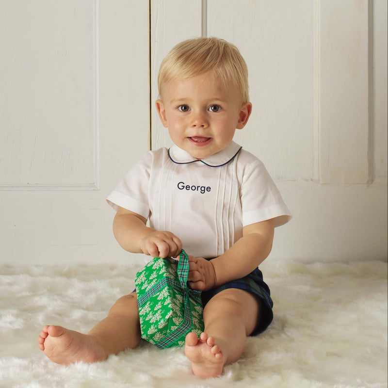 Navy Tartan Shirt and Shorts Set