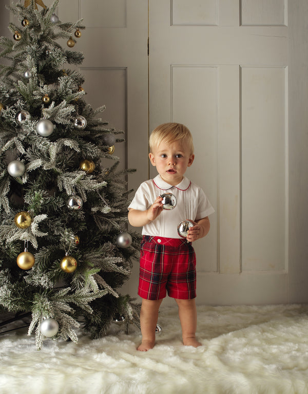 Red Tartan Shirt and Shorts Set