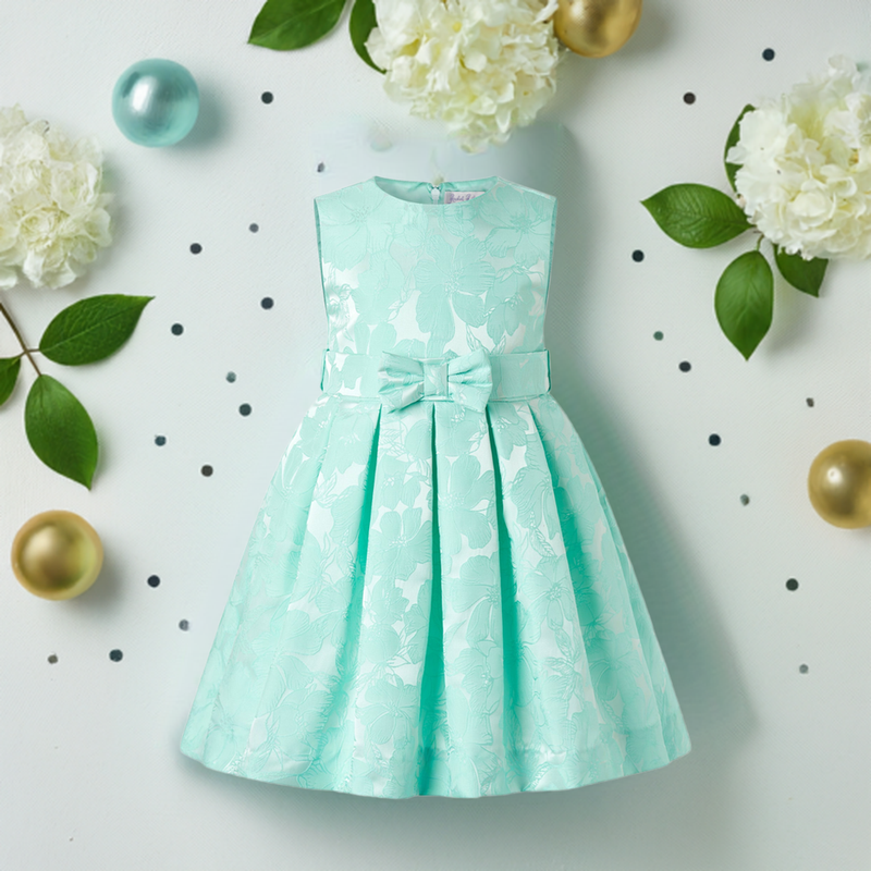 Aqua Floral Damask Party Dress