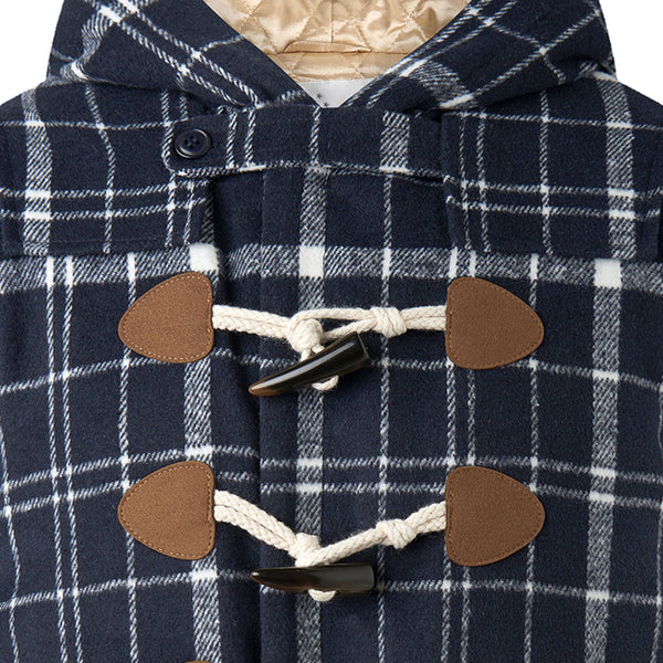 Navy Check Duffle Coat