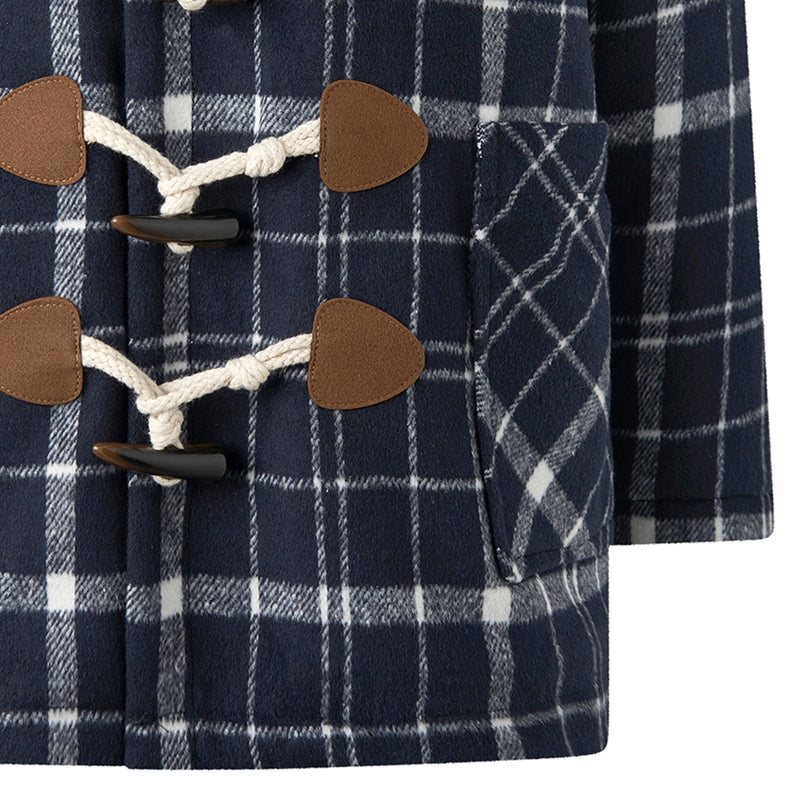 Navy Check Duffle Coat