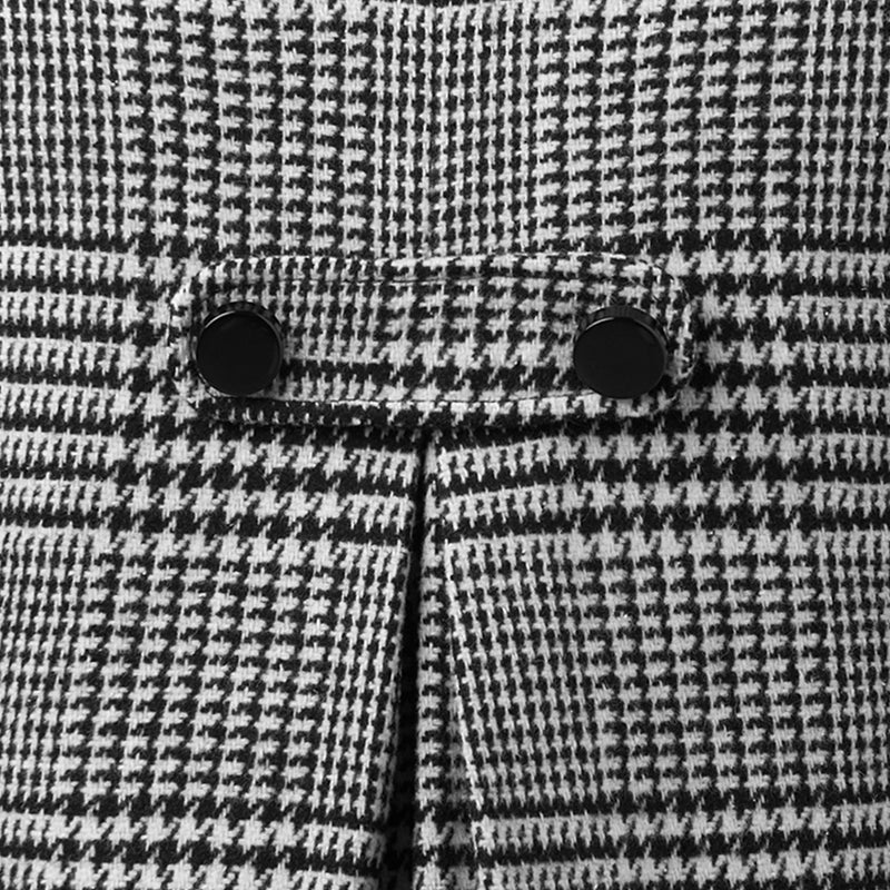 Black Houndstooth Double Breasted Coat
