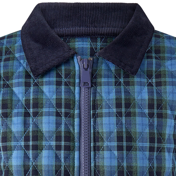Check Quilted Jacket, Blue