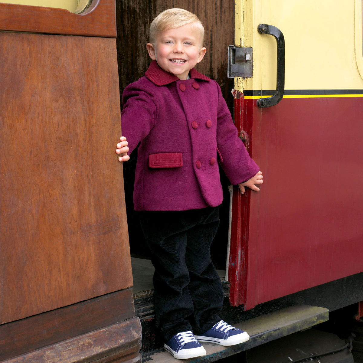 Burgundy Double Breasted Coat