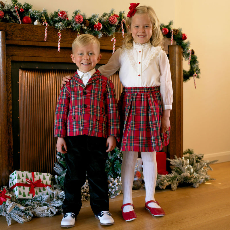 Tartan Skirt & Blouse Set
