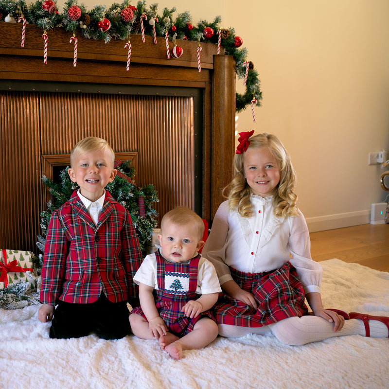 Christmas Tree Smocked Dungarees