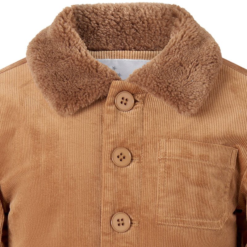 Brown Cord Shearling Jacket