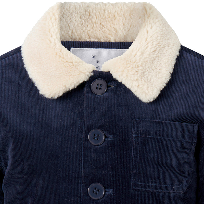 Navy Cord Shearling Jacket