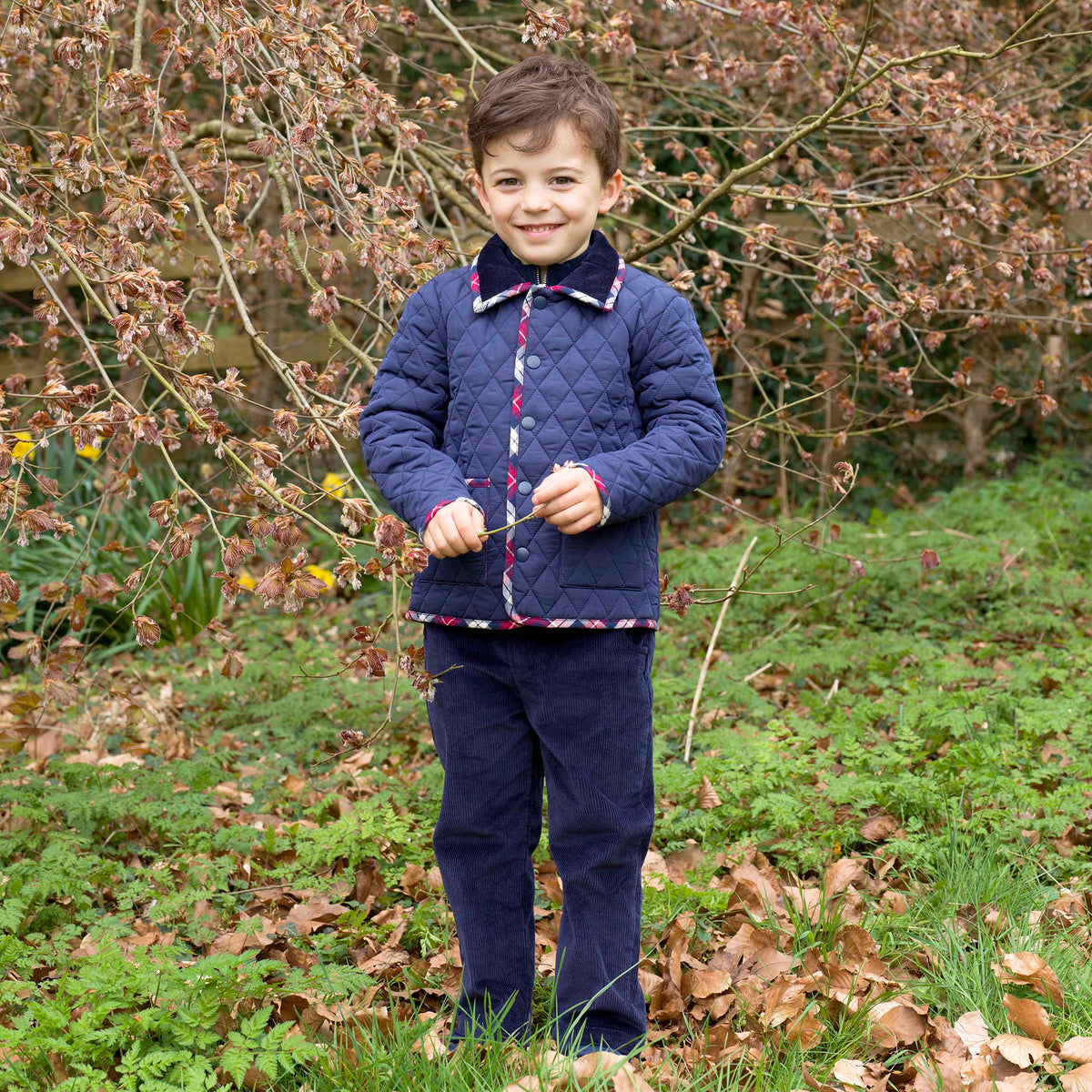 Tartan Trim Quilted Jacket