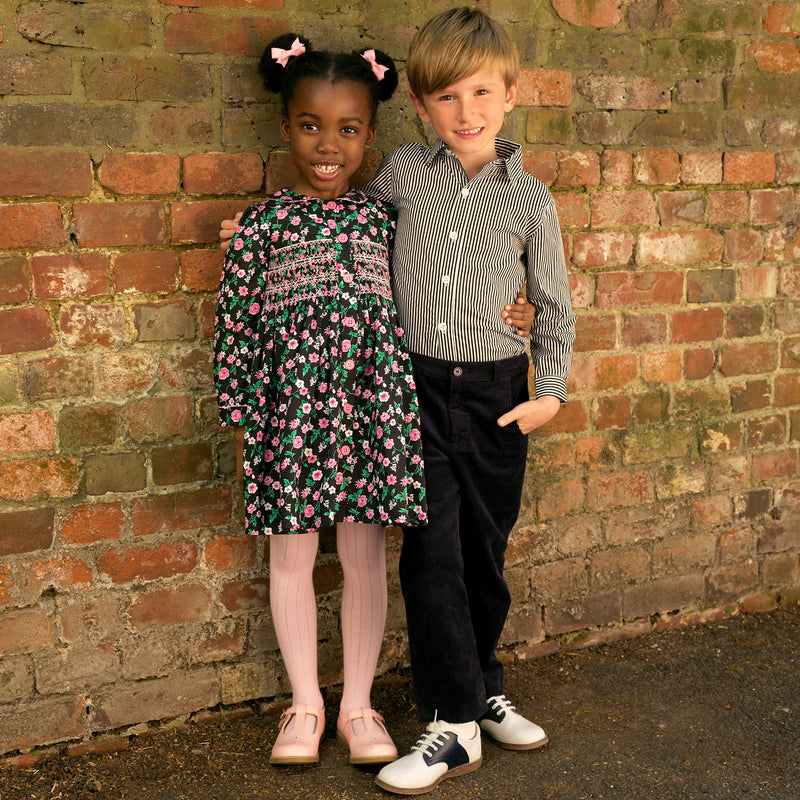 Floral Smocked Button-front Dress