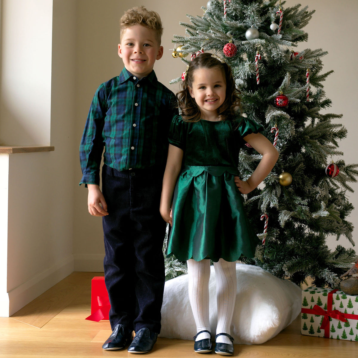 Green Taffeta Scalloped Dress
