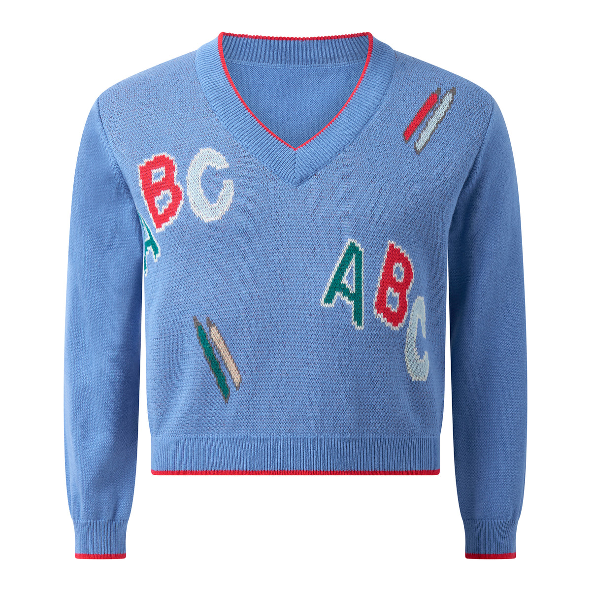Blue ABC V-neck Sweater