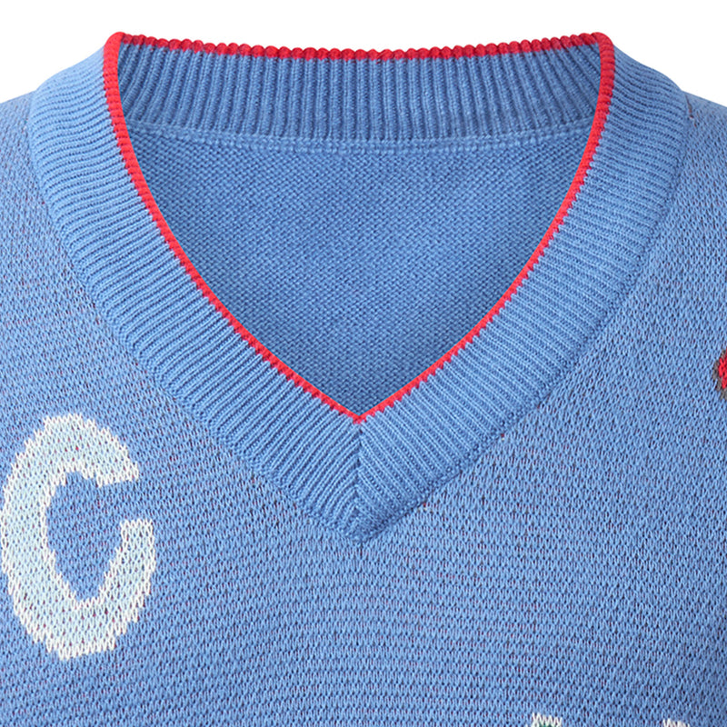 Blue ABC V-neck Sweater