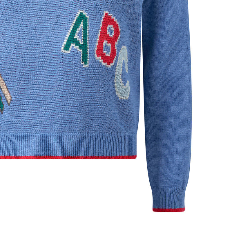 Blue ABC V-neck Sweater