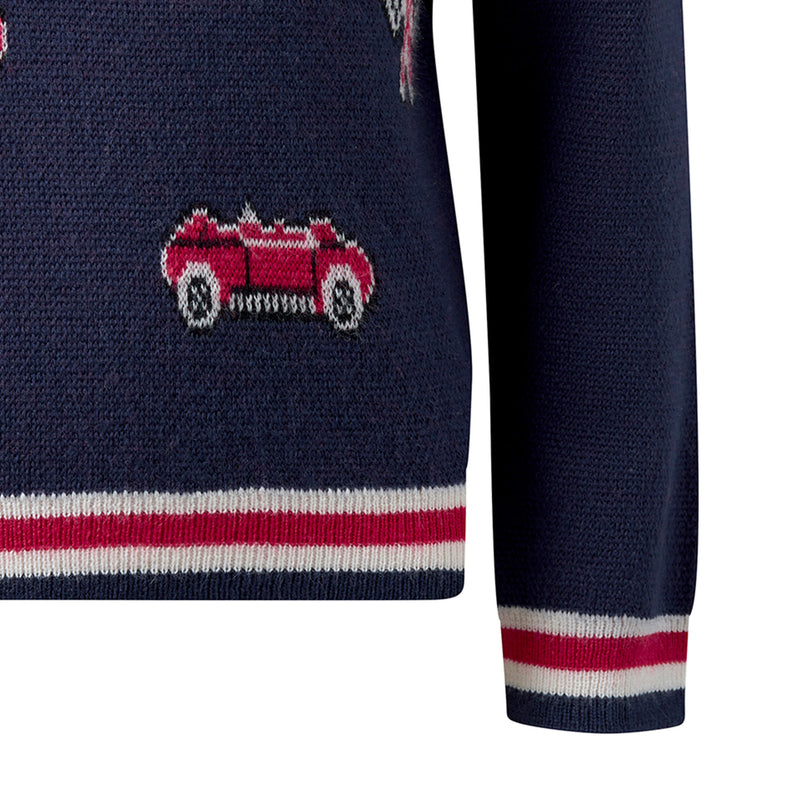 Car Intarsia Sweater, Navy
