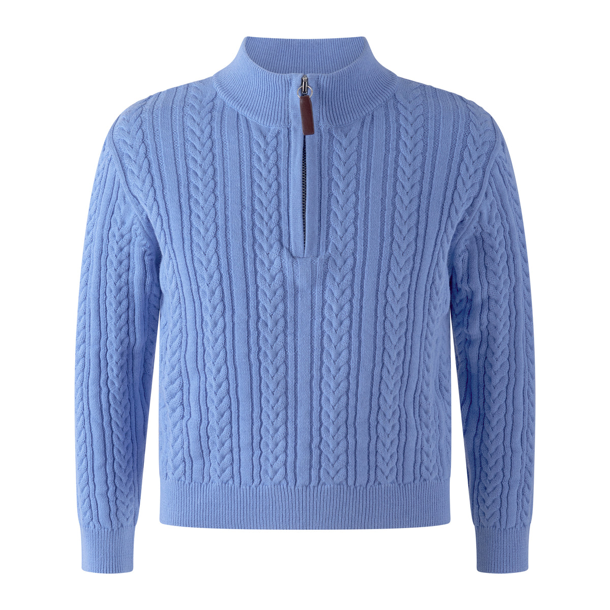 Blue Cable Knit Half-zip Sweater