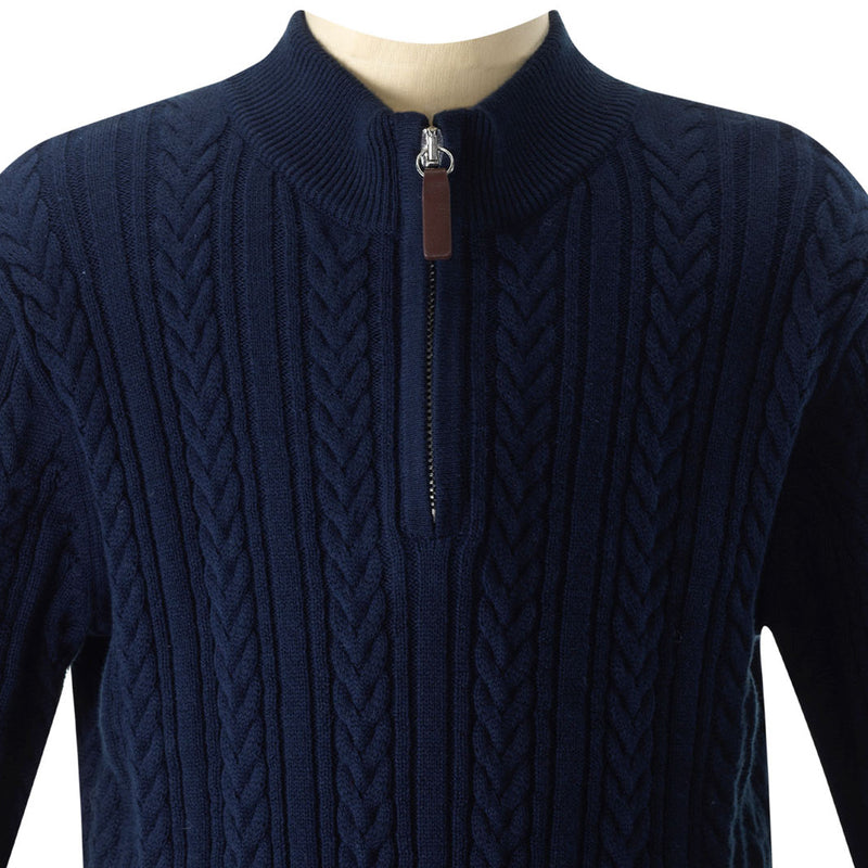 Navy Half-zip Cable Knit Sweater