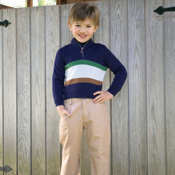 Stripe Half-zip Sweater
