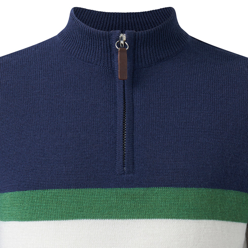 Navy Stripe Half-zip Sweater