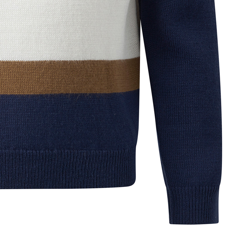 Navy Stripe Half-zip Sweater