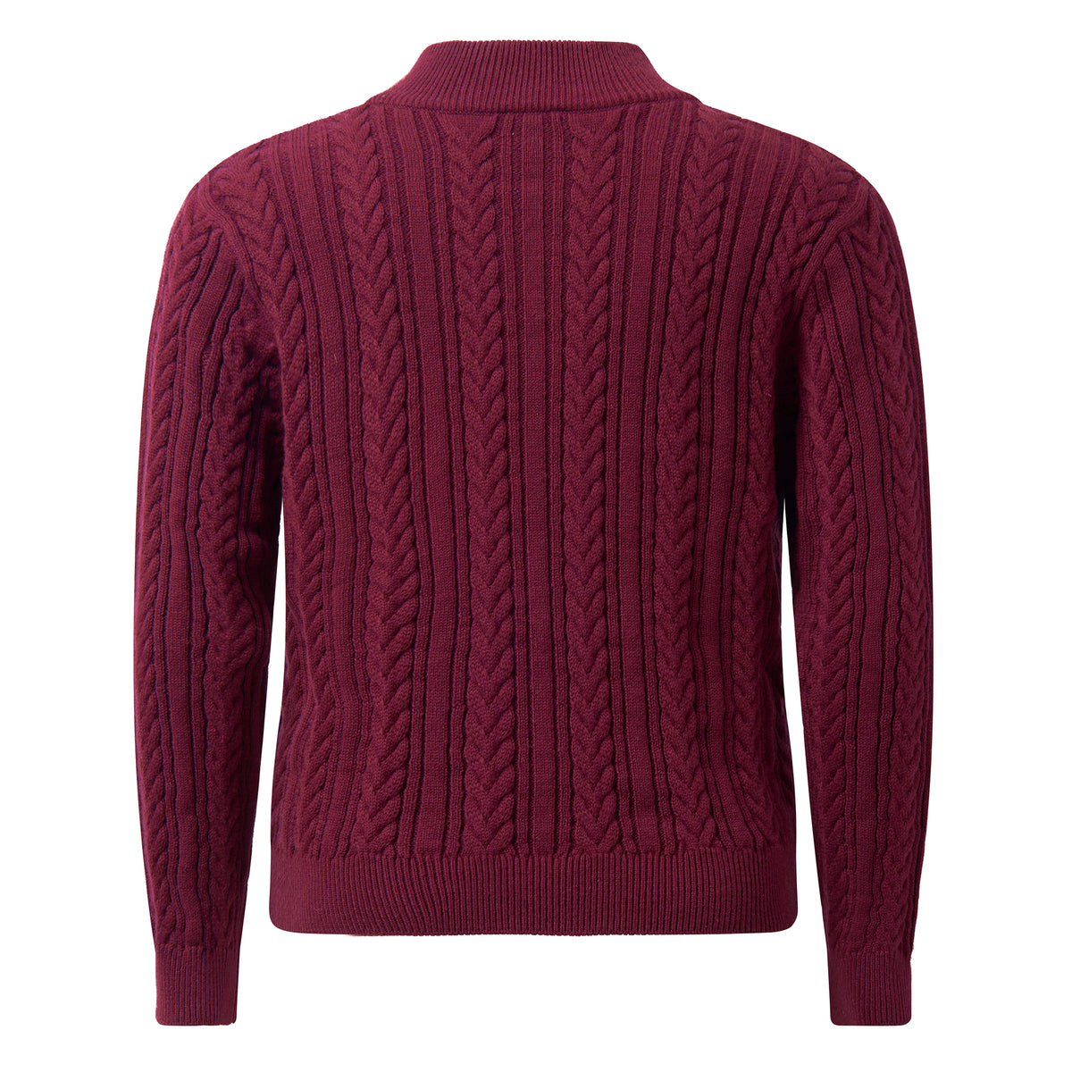 Burgundy Half-zip Cable Knit Sweater