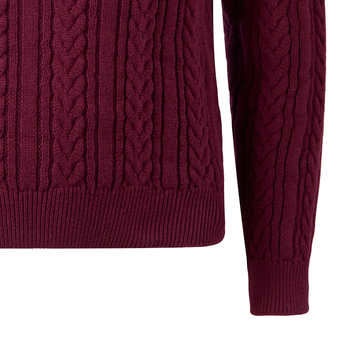Burgundy Half-zip Cable Knit Sweater