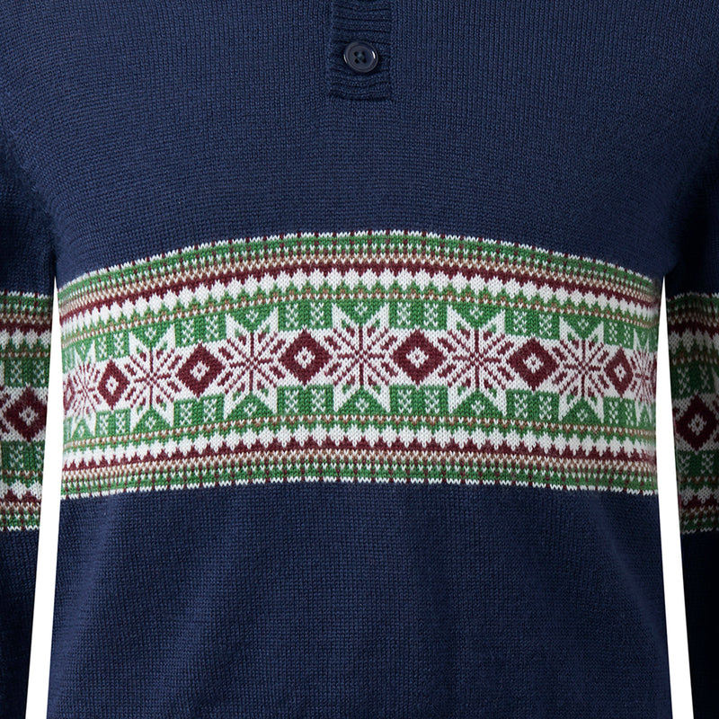 Navy Fairisle Collar Sweater