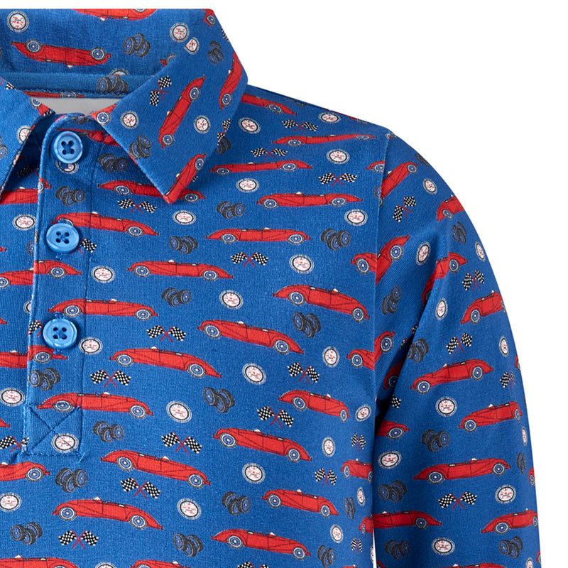 Navy Vintage Car Polo