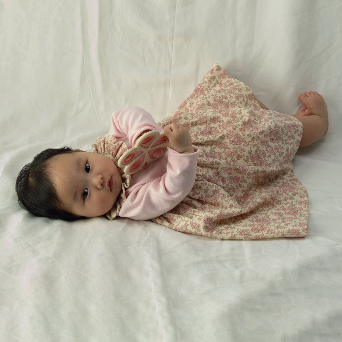 Pink Floral Frill Collar Dress