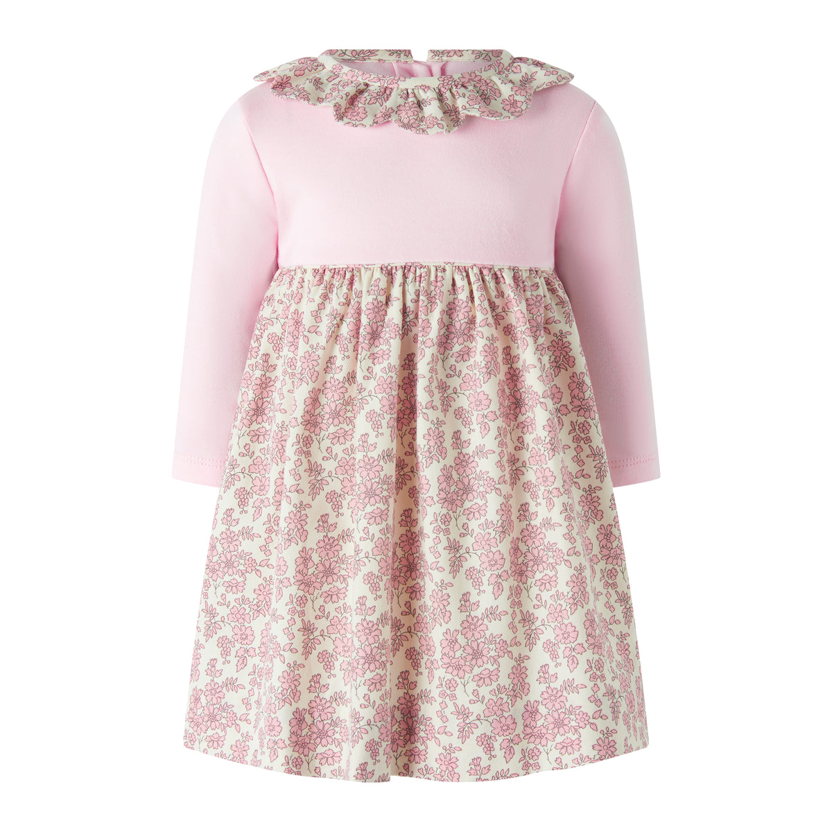 Pink Floral Frill Collar Dress