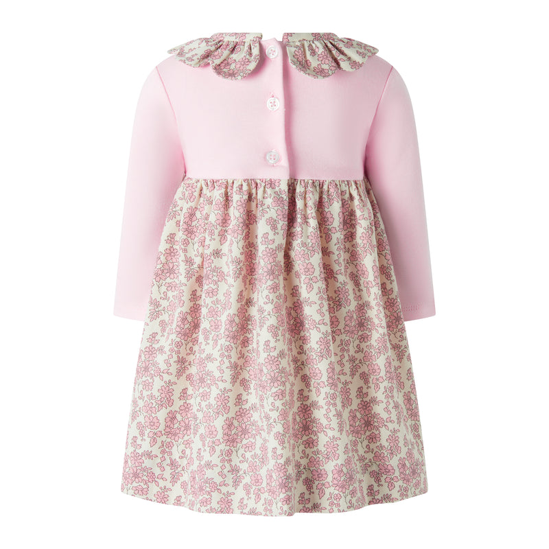 Pink Floral Frill Collar Dress
