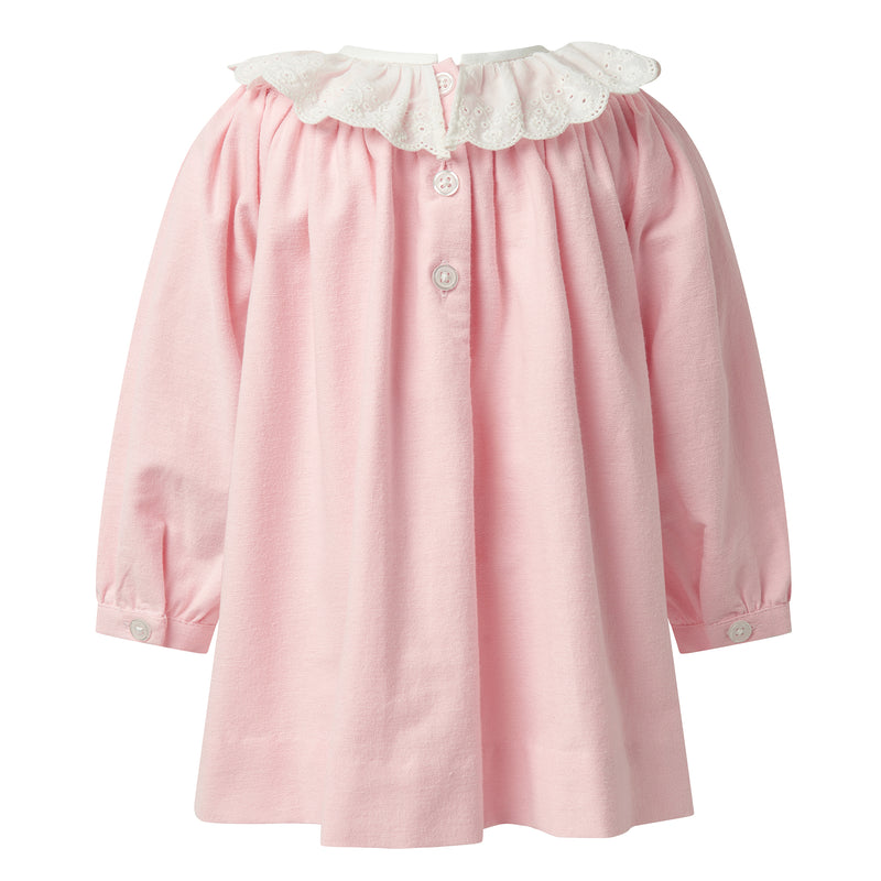 Flannel Dress with Broderie Collar