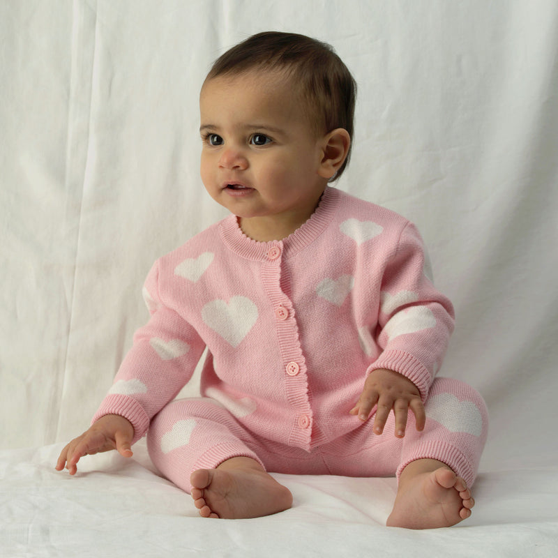 Heart Knit Cardigan & Leggings Set