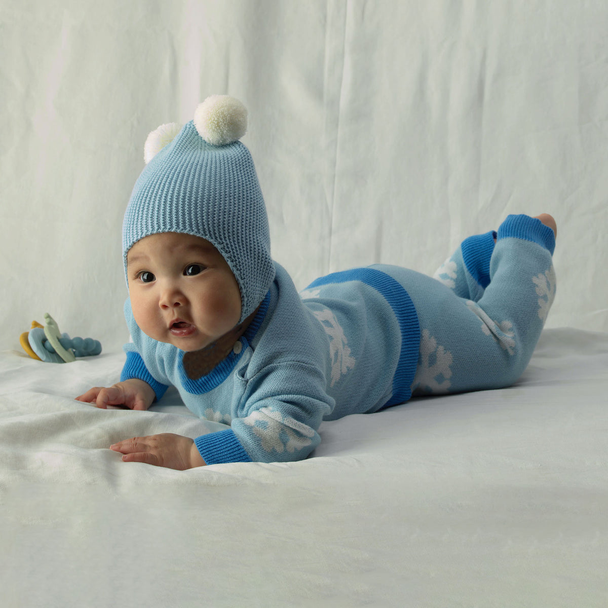 Blue Pom Pom Hat