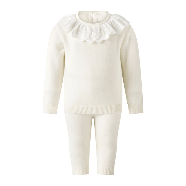 Cashmere Set with Broderie Collar