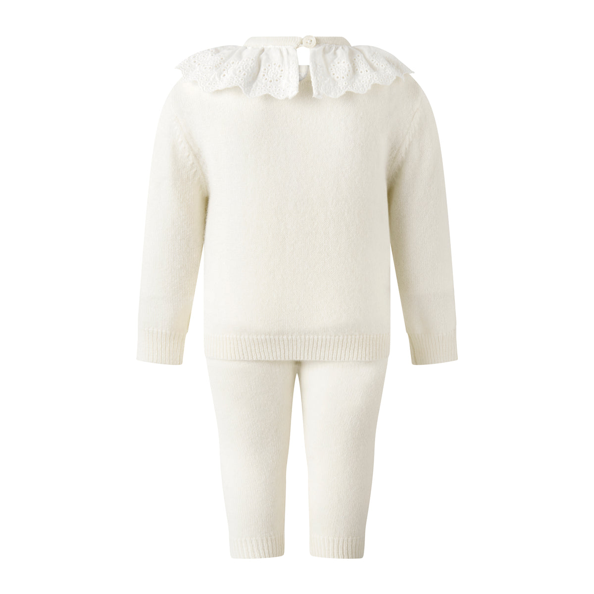 Ivory Cashmere Set with Broderie Collar