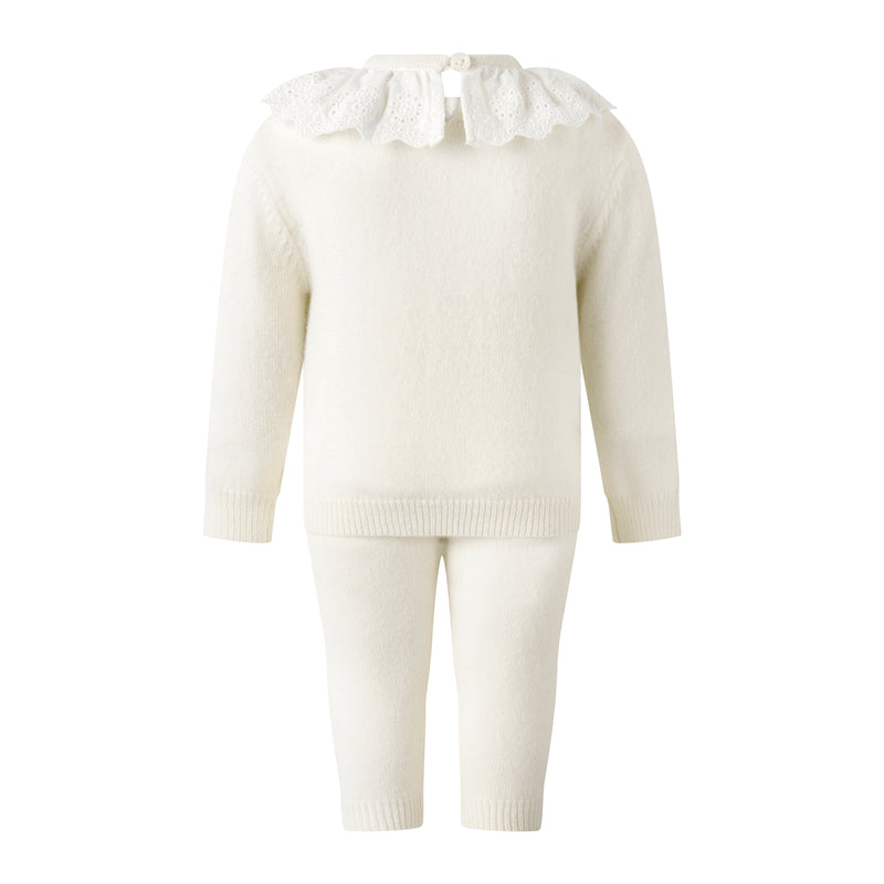 Cashmere Set with Broderie Collar
