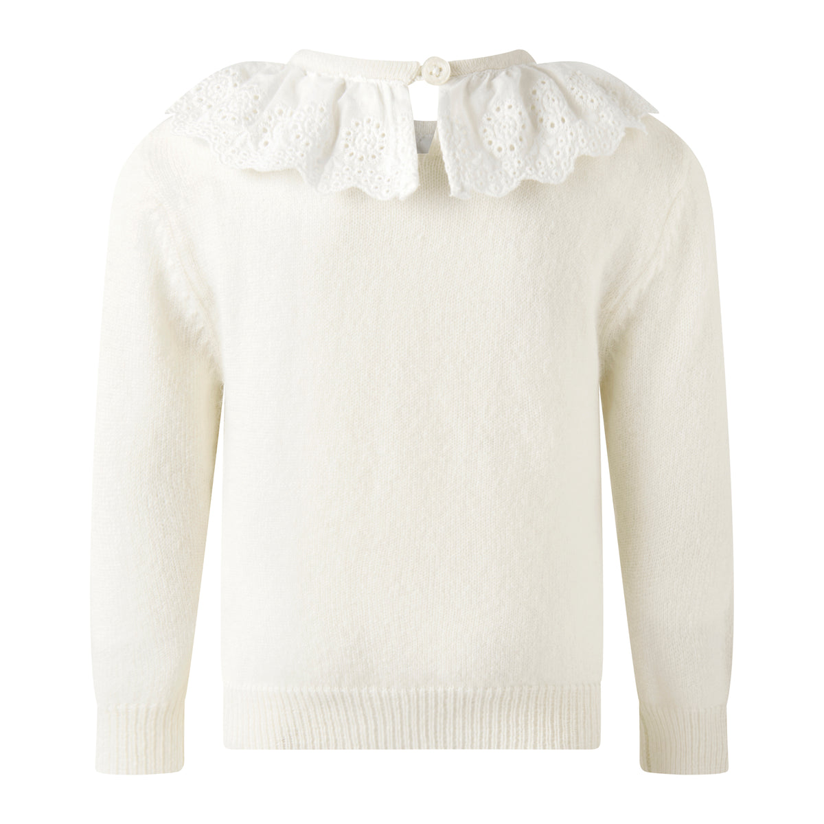 Ivory Cashmere Set with Broderie Collar