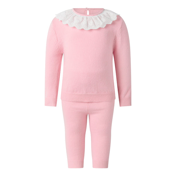 Cashmere Set with Broderie Collar
