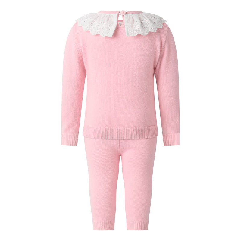 Cashmere Set with Broderie Collar