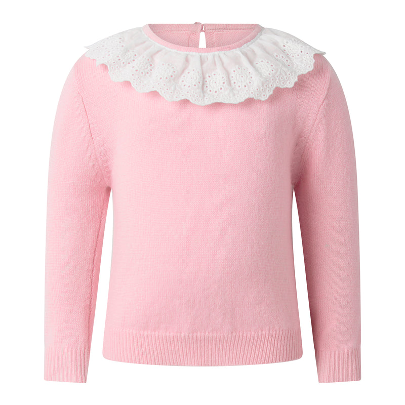 Cashmere Set with Broderie Collar