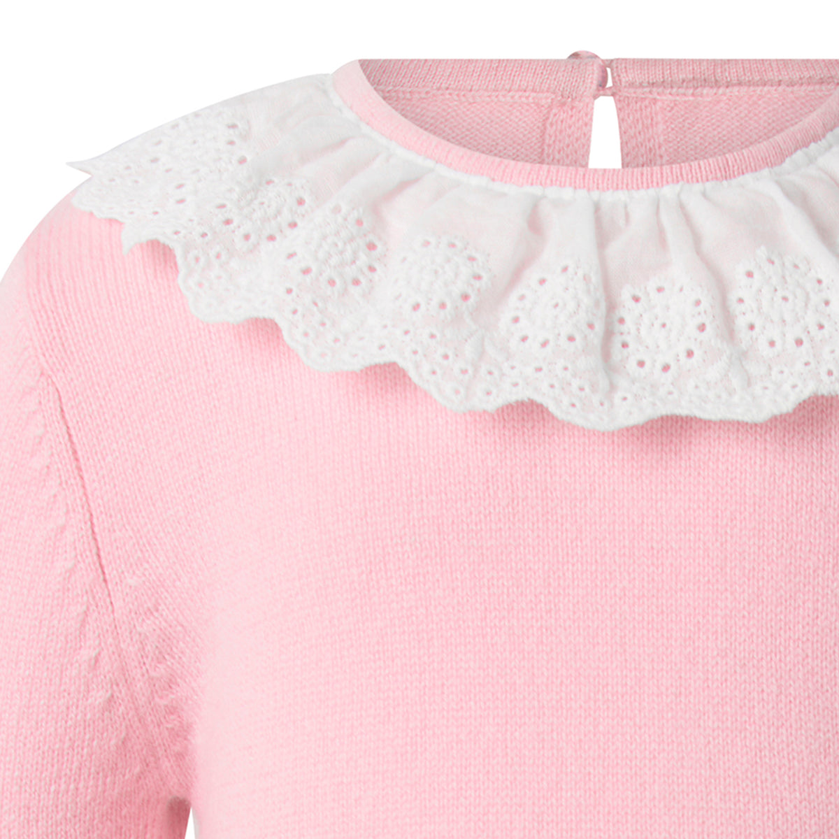 Pink Cashmere Set with Broderie Collar