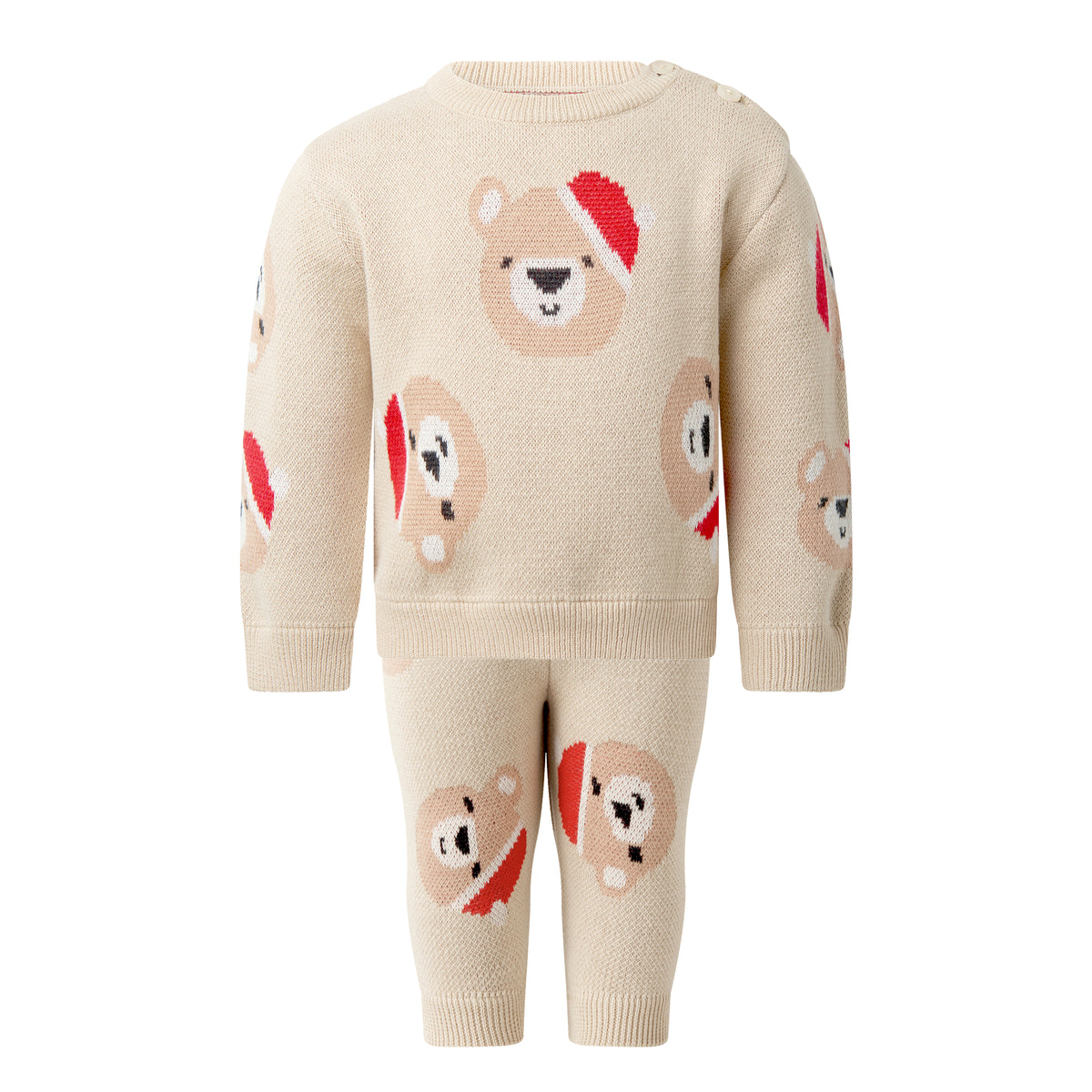 Santa Teddy Bear Knit Sweater & Leggings Set