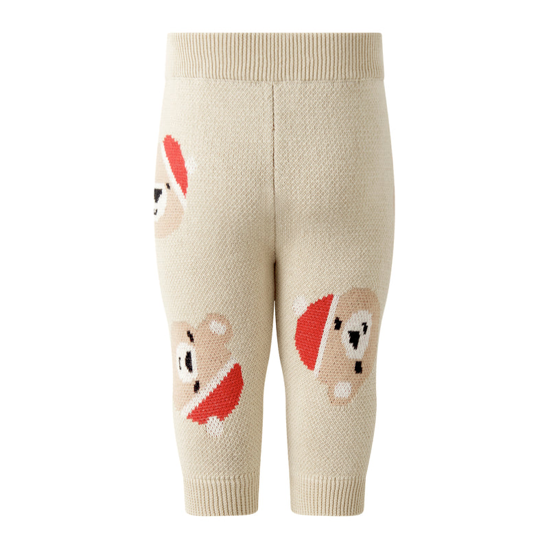 Santa Teddy Bear Knit Sweater & Leggings Set