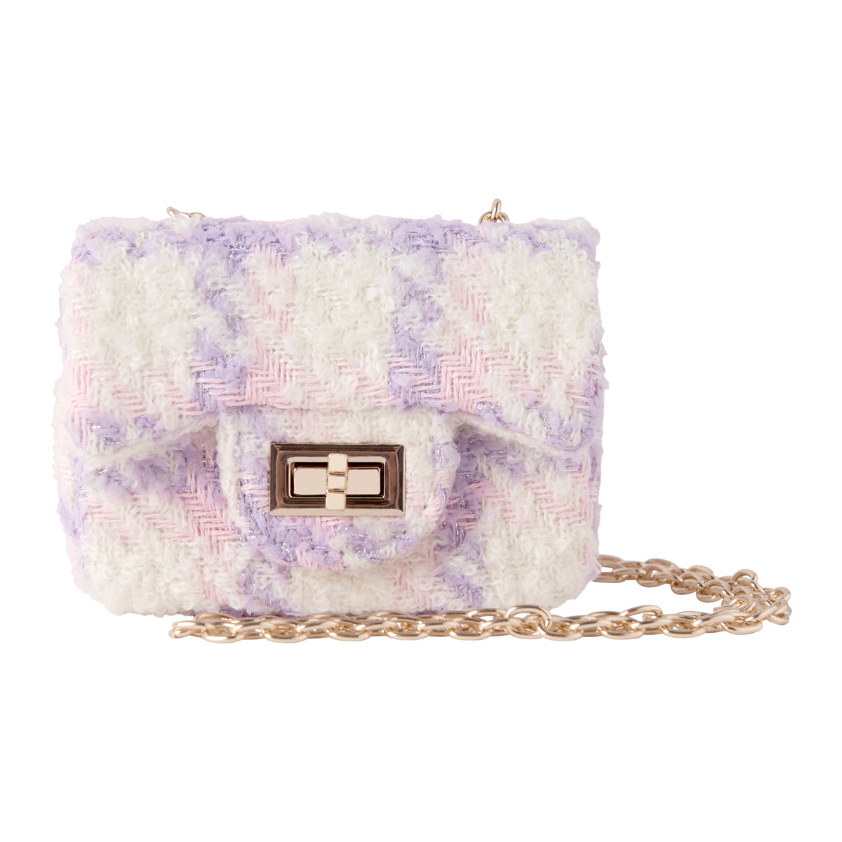 Purple Check Tweed Bag