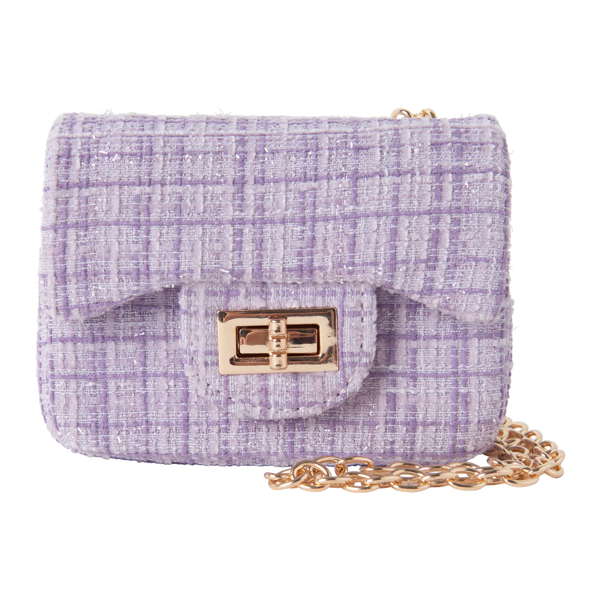 Purple Tweed Cross Body Bag