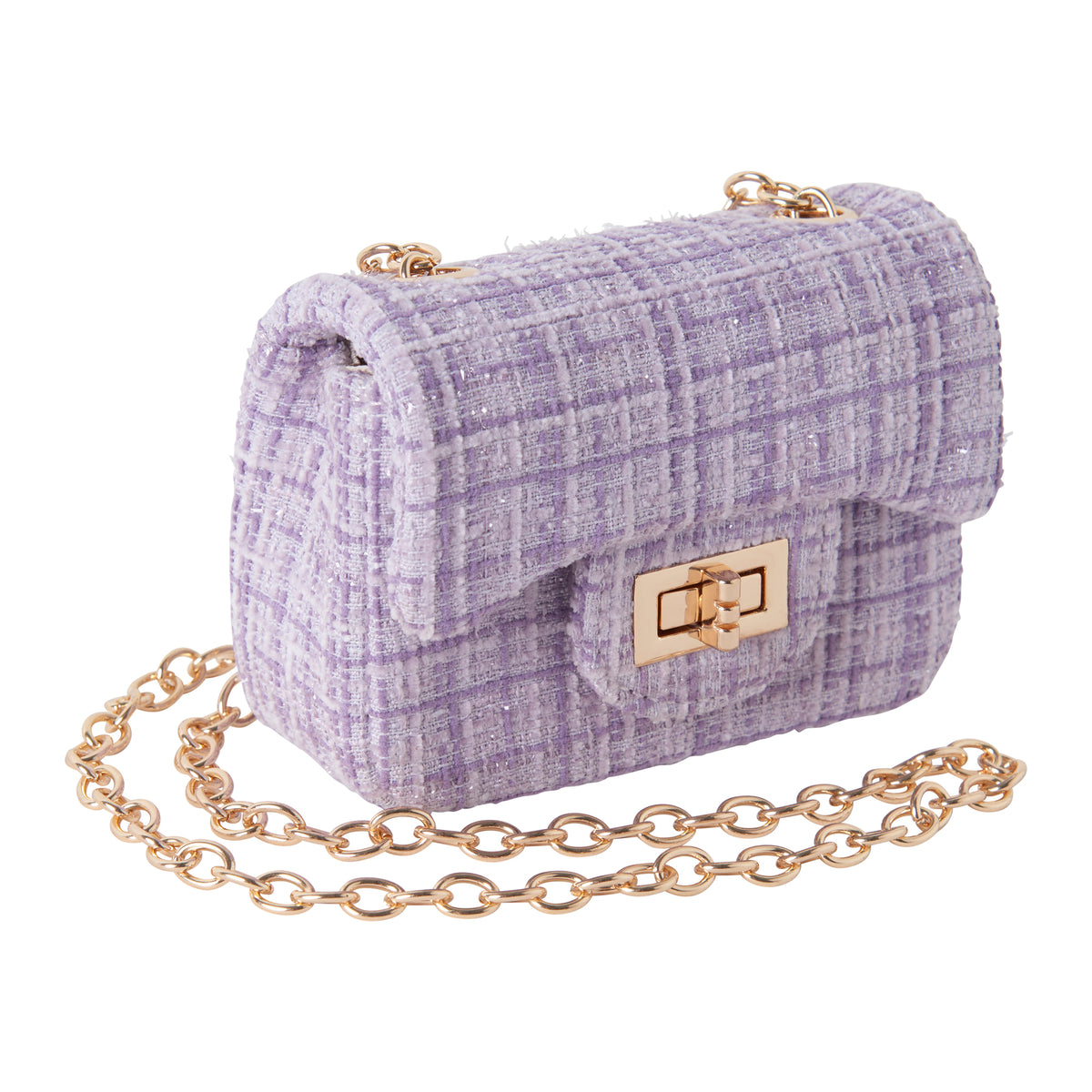 Purple Tweed Cross Body Bag