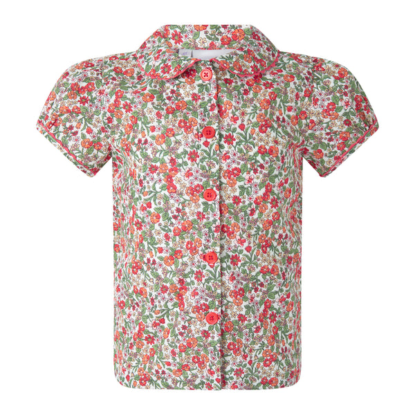 Red Botanical Floral Blouse