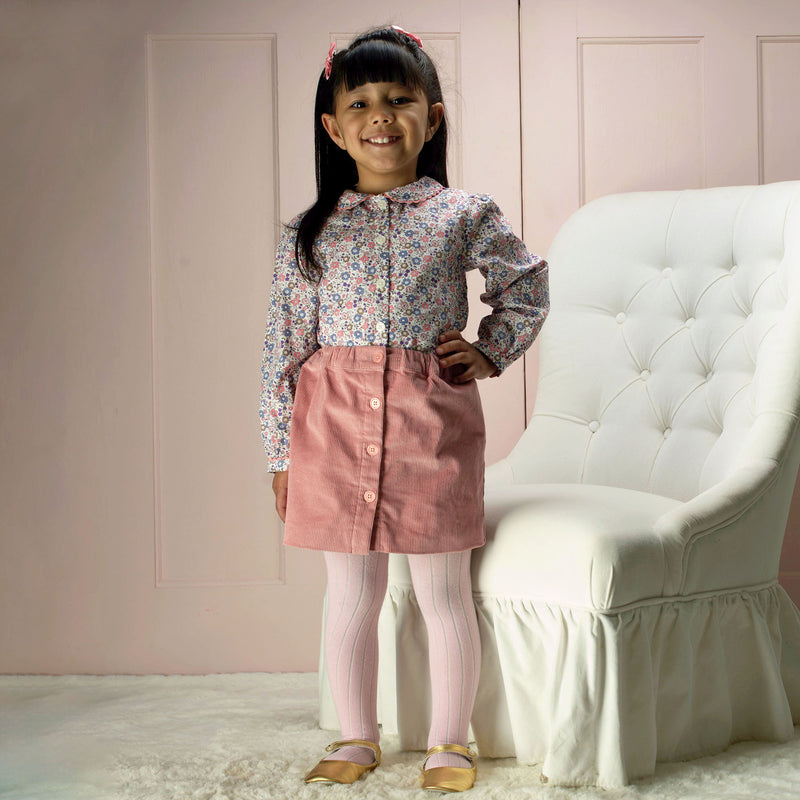 Corduroy Button-front Skirt