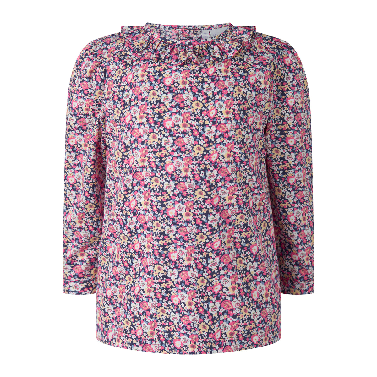 Navy Floral Frill Collar Blouse